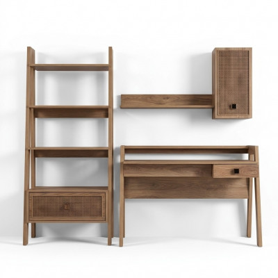 Children's desk desk bookshelf wood brown set of 3 shelves
