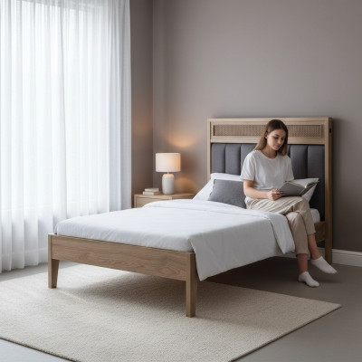 Bed frame children's furniture bed wood brown youth bed 100 cm classic