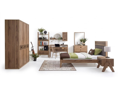 Complete youth bed children's furniture children's room bed wood brown set 8-piece