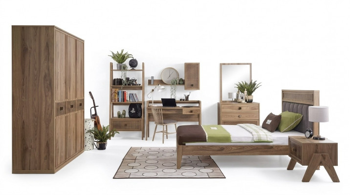 Children's Furniture Group Youth Bed Kids' Room Bed Wood Brown Set 8-piece