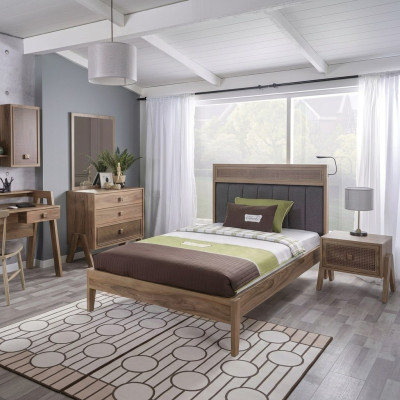 Children's room complete bed frame children's furniture bed wood brown set 4-piece