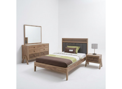 Children's room complete bed frame children's furniture bed wood brown set 4-piece