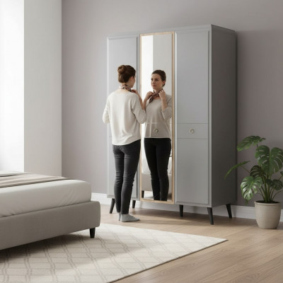 Wardrobe Cabinet Wooden Cabinet Bedroom Furniture Wood Gray Luxury