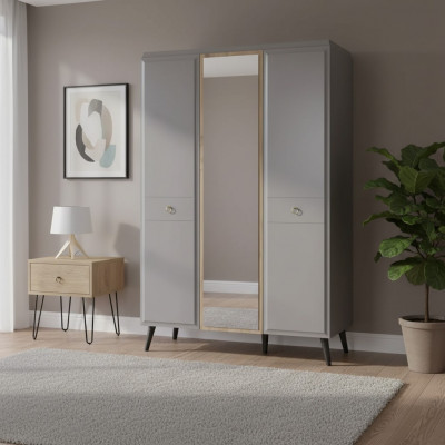 Wardrobe Cabinet Wooden Cabinet Bedroom Furniture Wood Gray Luxury