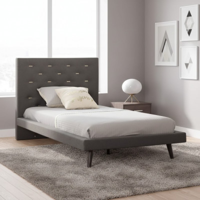 Bed 100 cm bed frames bed frame children's bed youth bed fabric grey