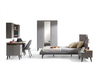 Complete youth bed children's furniture children's room bed wood gray set of 5 pieces