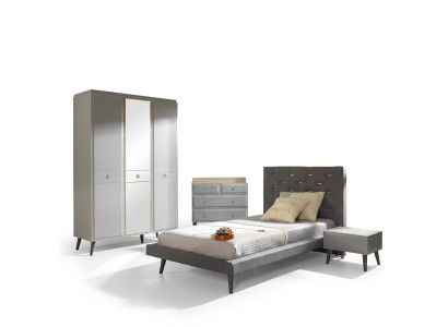 Complete youth bed bedroom furniture wooden bed bed gray set 4-piece