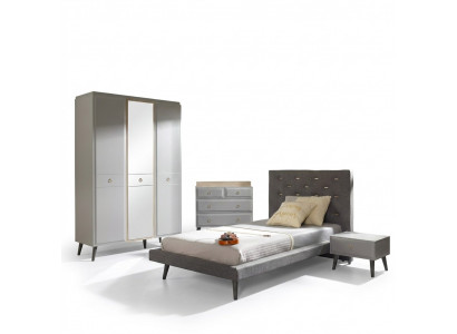 Complete youth bed bedroom furniture wooden bed bed gray set 4-piece