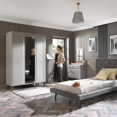 Children's furniture bed complete youth bed children's room wood gray set 4-piece