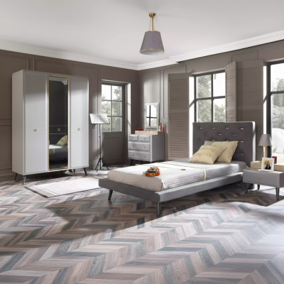 Children's furniture bed complete youth bed children's room wood gray set 4-piece