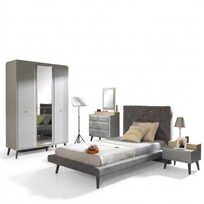 Children's furniture bed complete youth bed children's room wood gray set 4-piece