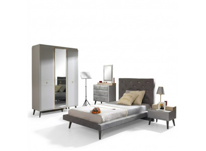 Children's furniture bed complete youth bed children's room wood gray set 4-piece