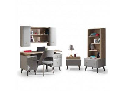 Children's room group youth bed children's furniture bed wood gray set of 5 pieces