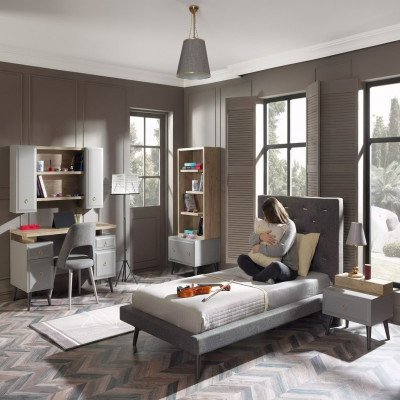 Complete youth bed children's furniture children's room bed wood gray set 5-piece
