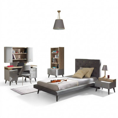 Complete youth bed children's furniture children's room bed wood gray set 5-piece