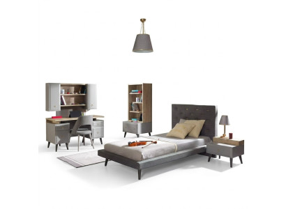 Complete youth bed children's furniture children's room bed wood gray set 5-piece