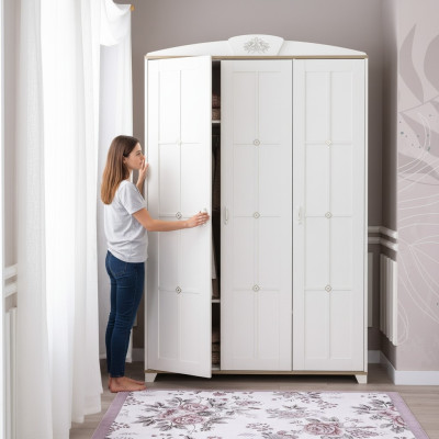 Design wardrobe closet wooden cabinet furniture wood luxury white 3 door