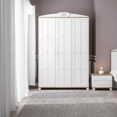 Design wardrobe closet wooden cabinet furniture wood luxury white 3 door