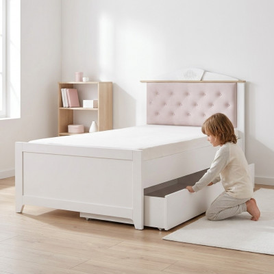 Chesterfield Functional Bed Pull-Out Children's Bed Bed 120 Wood Pink