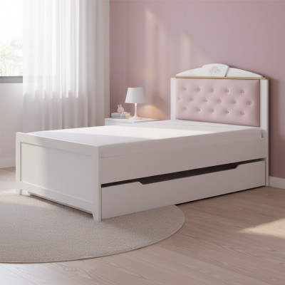 Chesterfield Functional Bed Pull-Out Children's Bed Bed 120 Wood Pink