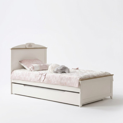 Wooden bed functional bed extendable children's bed bed 120 wood white new