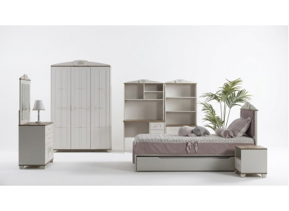 Children's Room Complete Chesterfield Children's Furniture Bed Wood Pink Set 8 Pieces