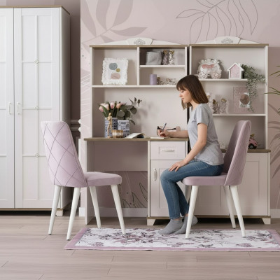 Computer desk, writing desk, children's desk, wood, bookshelf, white