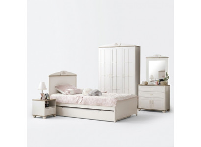 Functional bed extendable children's bed white set 5-piece wooden bed