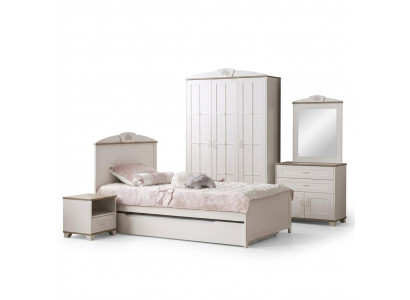 Child's bed, functional bed, wooden bed, extendable bed, white set, 5 pieces, new