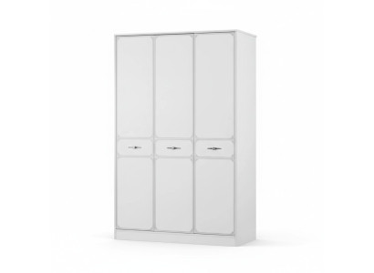 Wooden Cabinet Luxury Wardrobe Closet Furniture Wood White 3-Door Design