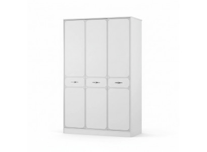 Wooden Cabinet Luxury Wardrobe Closet Furniture Wood White 3-Door Design