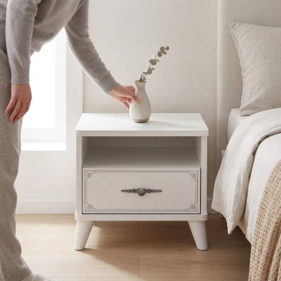 Bedside table nightstand bedroom wood white children's bedside table luxury