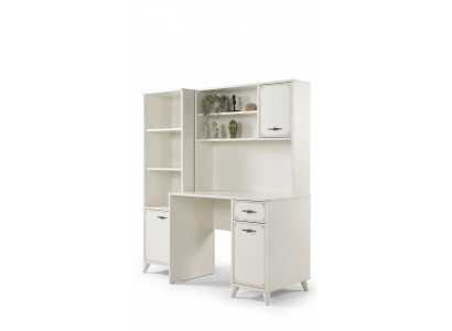 Group Computer Desk Writing Desk Set Wood Bookshelf White 3-Piece Shelf