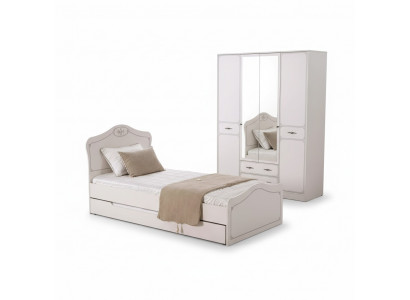 Pull-out Functional Bed Children's Bed Frame White Wood Beds