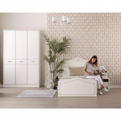 Complete youth bed functional bed pull-out set 3-piece wood white