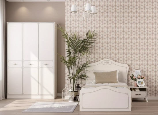 Complete youth bed functional bed pull-out set 3-piece wood white