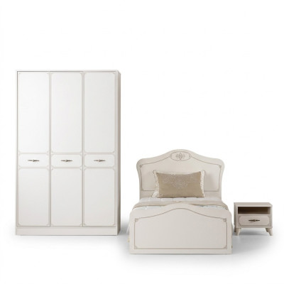 Complete youth bed functional bed pull-out set 3-piece wood white
