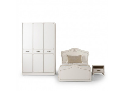 Complete youth bed functional bed pull-out set 3-piece wood white