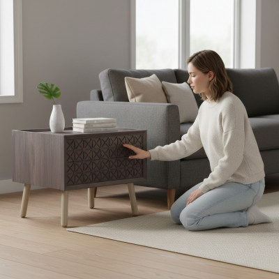 Bedroom Nightstand Night Console Wood Gray Children's Nightstand Luxury
