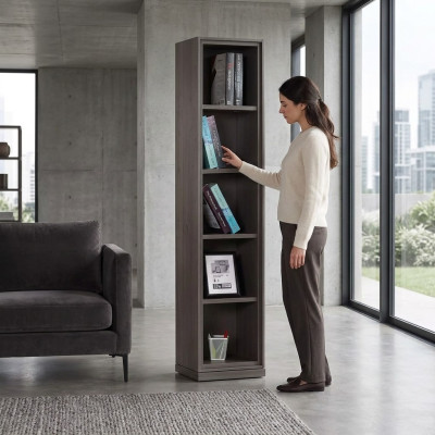 Bookshelf, bookcase, freestanding shelf, children's shelf, wooden shelf, gray shelves