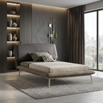 Upholstered bed bed frame bed bedstead fabric gray youth bed bedsteads