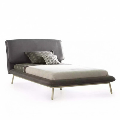 Bed frame bed 100 cm bed frame upholstered bed fabric gray youth bed