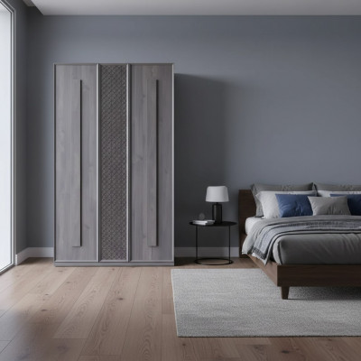 Wooden cabinet luxury wardrobe cabinet furniture wood gray 3-door design