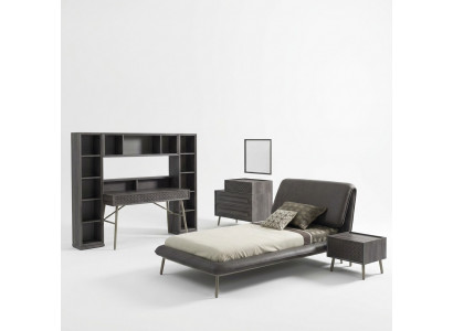 Complete youth bed frame set for children's room 7-piece wood gray