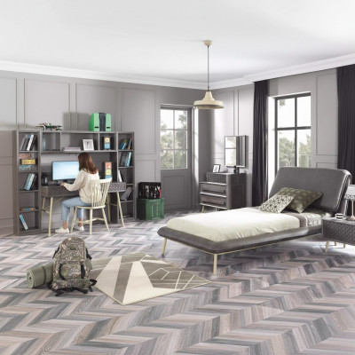 Children's room furniture set youth bed bed frame bed set 7-piece wood gray