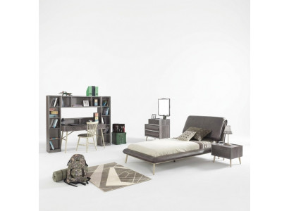 Children's room furniture set youth bed bed frame bed set 7-piece wood gray