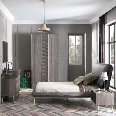Complete youth bed children's furniture children's room bed wood gray set 5-piece