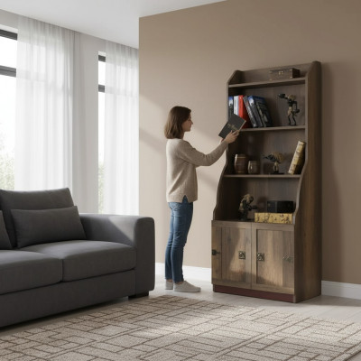 Children's shelf bookshelf bookcase standing shelf wooden shelf brown cabinet