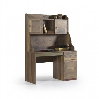 Pirate Wooden Desk Set with Bookshelf, Brown, Children's Room
