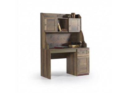 Pirate Wooden Desk Set with Bookshelf, Brown, Children's Room